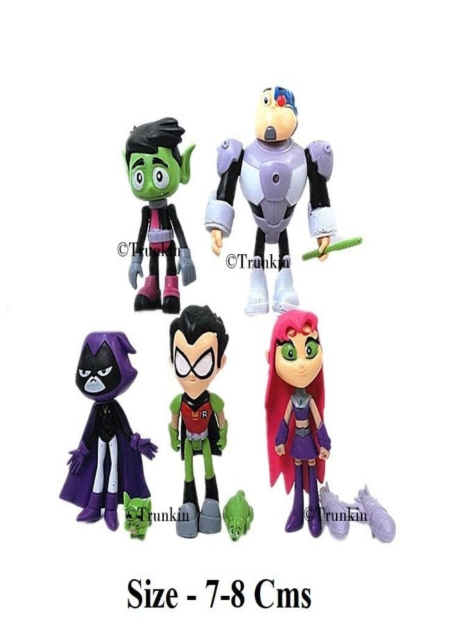 Trunkin Teen Titans Beast Boy Anime Movie Steel Bones Starfire Raven Handyman Office Boy Action Figure 8CM Anime Figurine Collectible - Image 3
